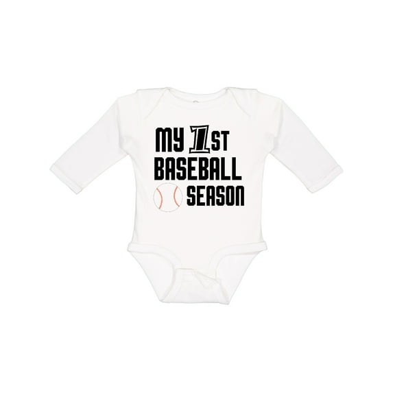 Inktastic my 1st baseball season Boys Long Sleeve Baby Bodysuit