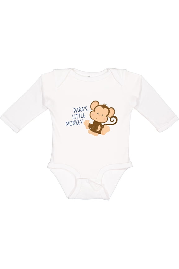 papa's little monkey Boys or Girls Long Sleeve Baby Bodysuit