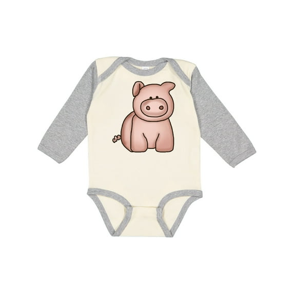 Inktastic pig Boys or Girls Long Sleeve Baby Bodysuit