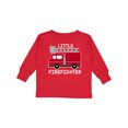 thumbnail image 1 of Inktastic Red Fire Little Firefighter White Text Boys or Girls Long Sleeve Toddler T-Shirt, 1 of 5
