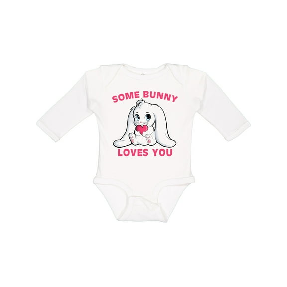 Inktastic some bunny loves you Boys or Girls Long Sleeve Baby Bodysuit