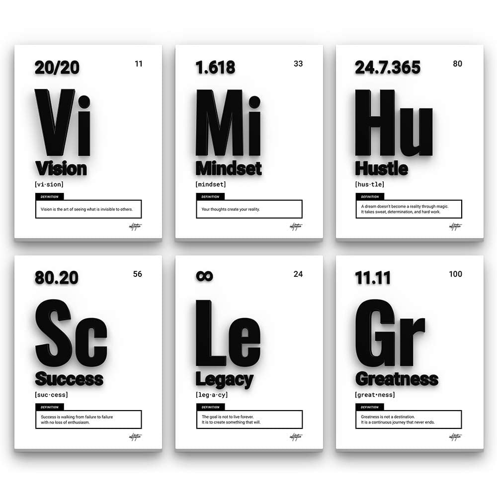 Inktuitive 'Elements of Success Set' Inspirational Wall Decor | 40 x 30 ...