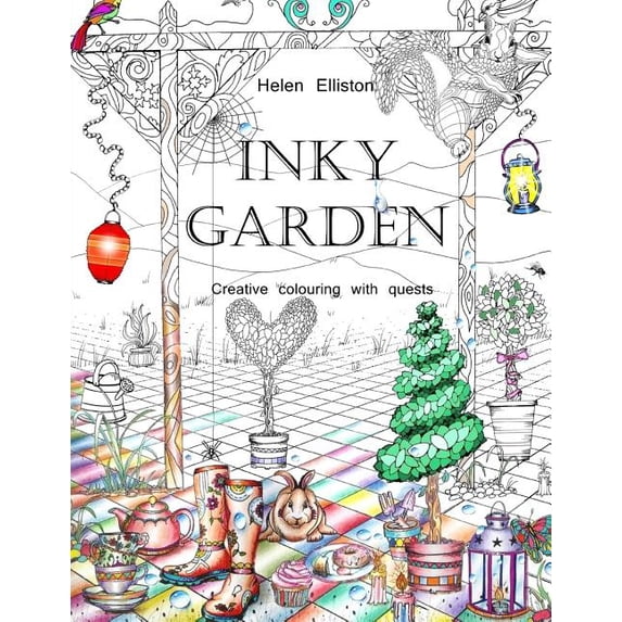 Inky Colouring Books: Inky Garden: Creative colouring with quests & 3D paper flower (Paperback)