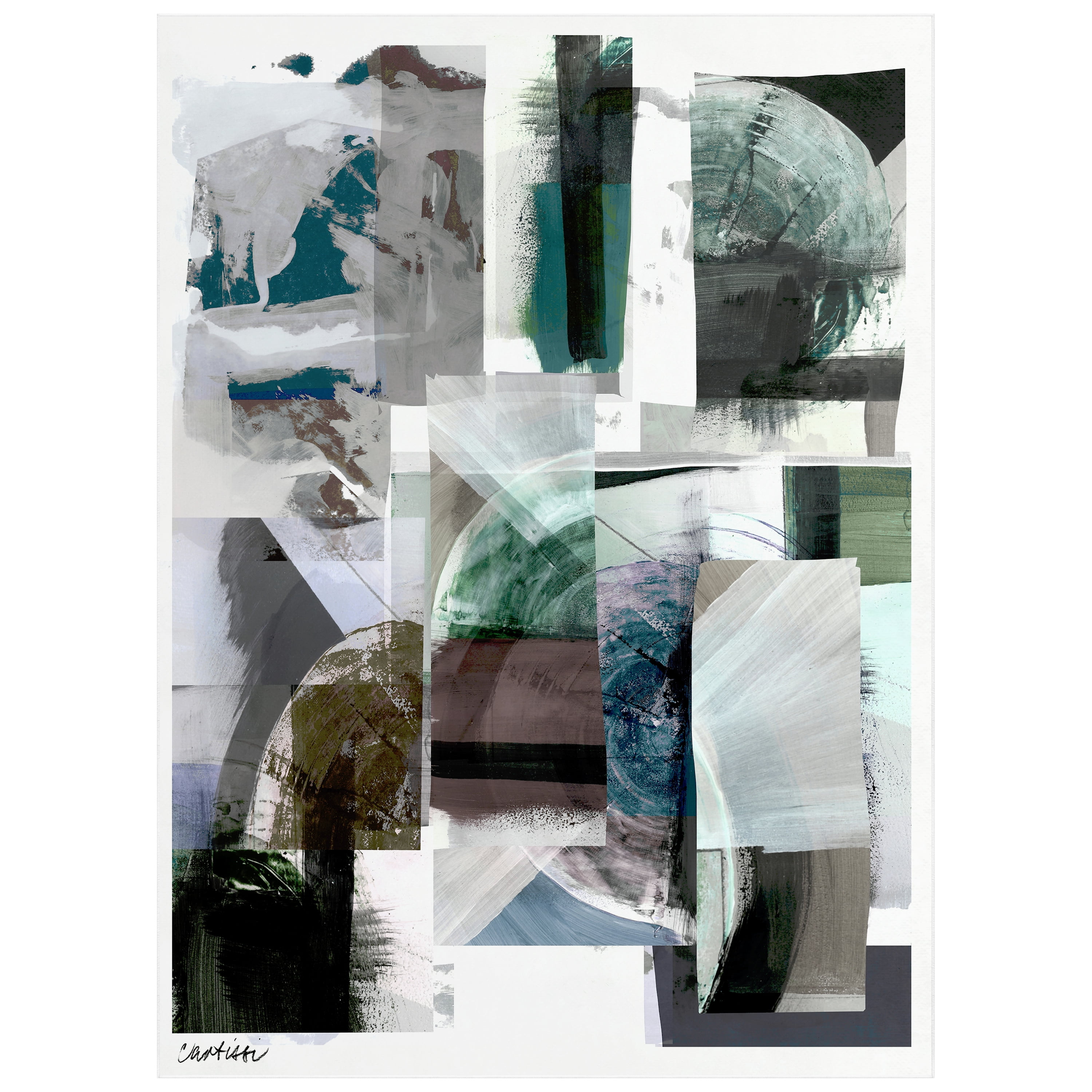 Inky Patchwork II Washable Abstract Art Area Rug size 8'x10', Power-loomed, Heavenly Softness with Non-Slipping Backing