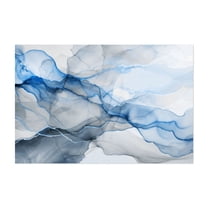 Inky Transparency Abstract Blue Flow - Painting Unframed Wall Art Print 5 x 7 inches
