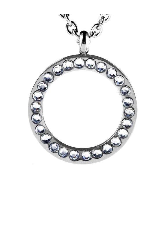 Women's Cubic Zirconia Open Circle Stainless Steel Necklace - 16"