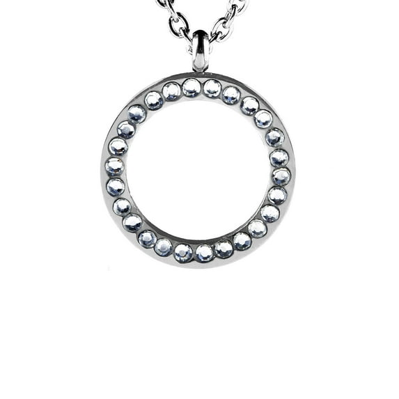 West Coast Jewelry Women's Cubic Zirconia Open Circle Stainless Steel Necklace - 16"