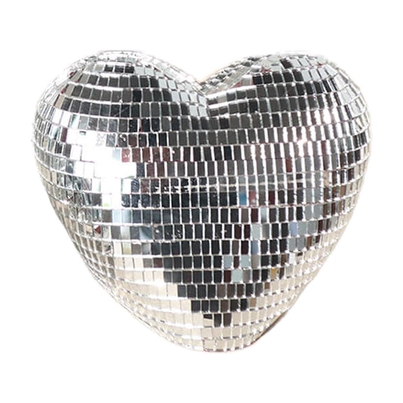 Inlaid Glass Heart Shape Discos LED Nightlight Reflective Ornament For Bedroom and Festival Party Decors Table Lamp