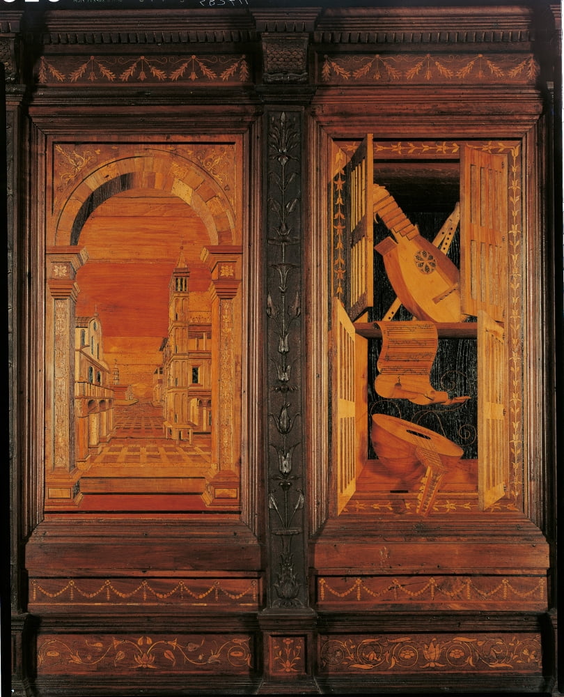 Inlaid Of Monteoliveto Abbey Choir Canvas Art - (18 x 24)