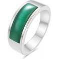thumbnail image 1 of Inlaid Onyx Rings Casual Stainless Steel Agate Rings for Women Men,Women Statement Rings Stacking Rings Size 7-15, 1 of 6
