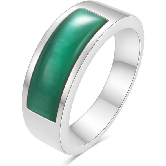 Inlaid Onyx Rings Casual Stainless Steel Agate Rings for Women Men,Women Statement Rings Stacking Rings Size 7-15