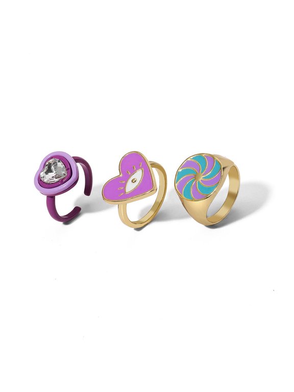 Inlaid Rhinestone Heart Ring Creative And Sweet