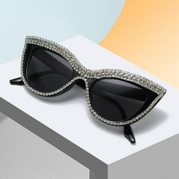 Inlaid Sunglasses for Women Floral Cat Eye Design Elegant Ballroom Ready Flat Lens European Style for Fashion Enthusiasts