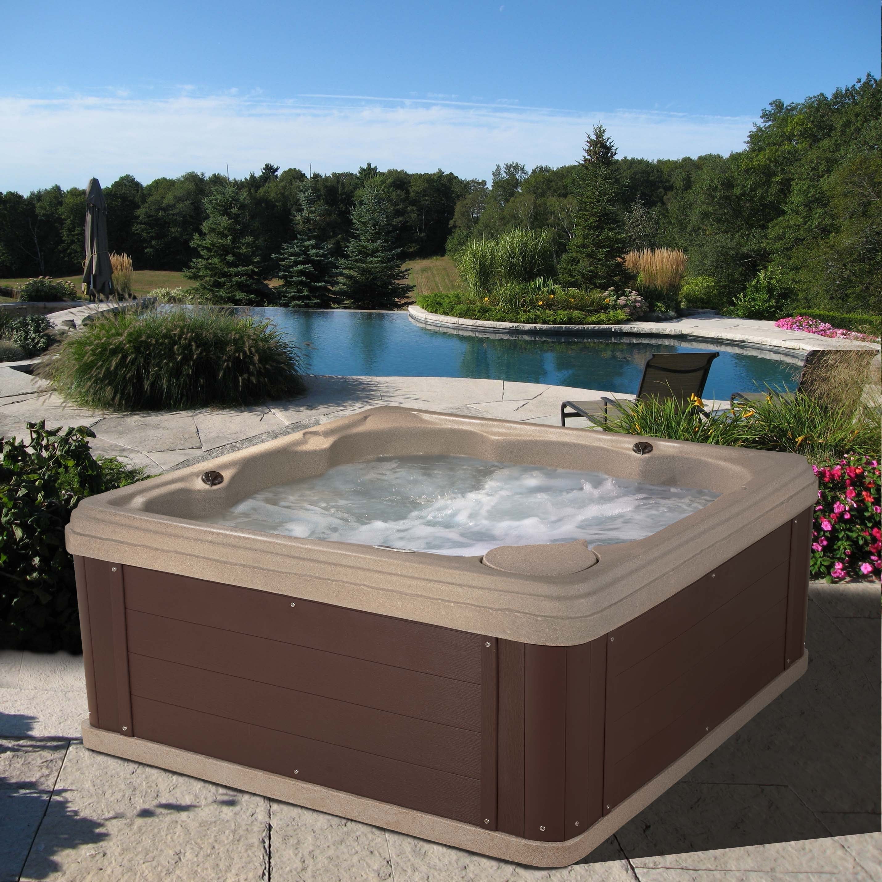 Cobblestone 6-Person Square Electric Hot Tub with 24 Jets