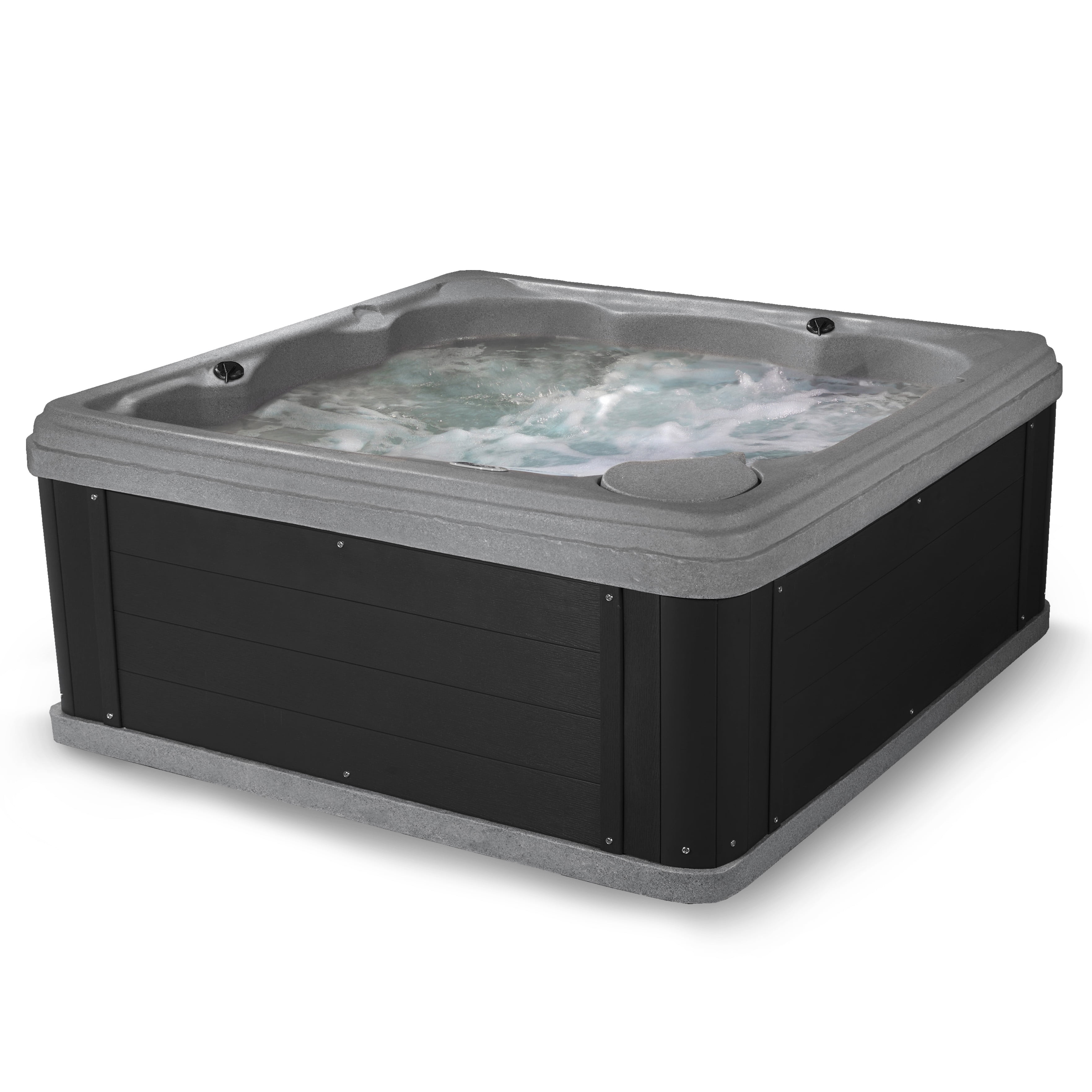 Aqualife by Strong Spas Inland 6 Person Square Hard Side Plug & Play Hot Tub, 24 Jets, Grey and Black