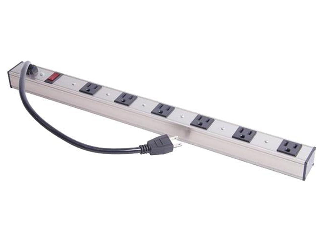 Inland 6 Outlets Aluminum Power Strip, 3.0 Feet Power Cord, Lighted Reset Switch, ETL Approved, 60 Hz / 125V / 15 Amp / 1872 Watts