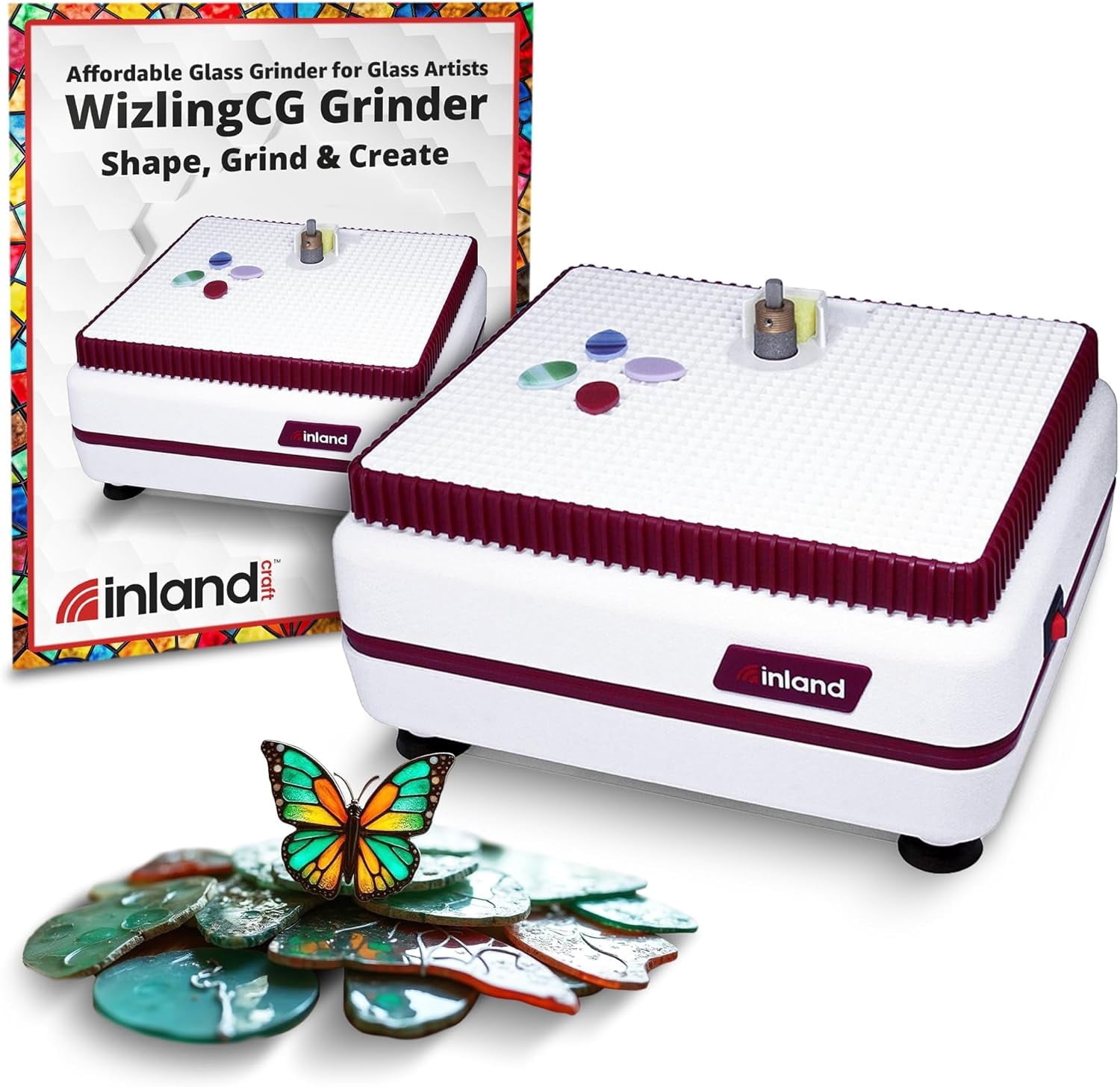Inland Craft Wizling Glass Grinder | Stained Glass Grinding Shaping Machine | Includes Diamond Grinding Bit