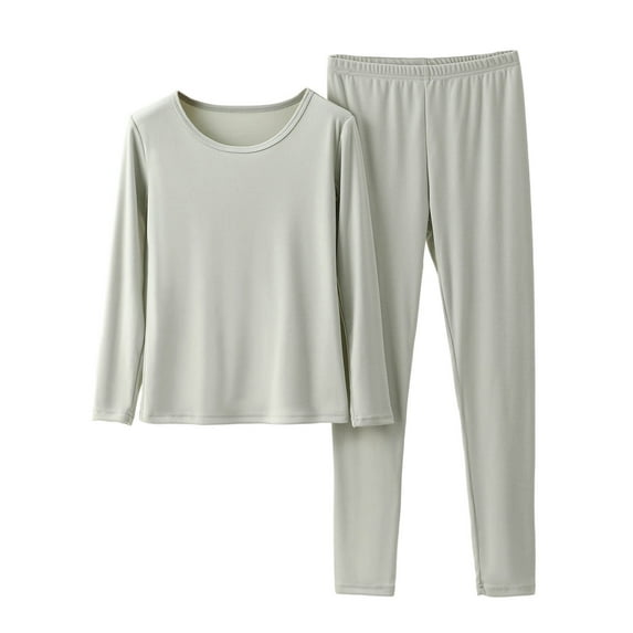 Inleife Big and Tall Pajama Sets for Women Solid Color Crew Neck Long Sleeve Blouses Elastic Waist Pockets Long Pants Sets