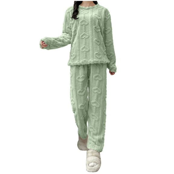 Inleife Big and Tall Pajama Sets for Womens Winter Zipper Coral Velvet Home Clothes Half Cardigan Casual Long Top Pants Pajama Set
