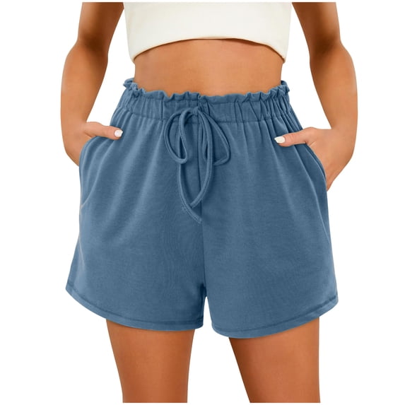 Inleife Comfy Casual Shorts for Women Women's Fashion Solid Color Drawstring Rope Tie Shorts Yoga Sport Shorts
