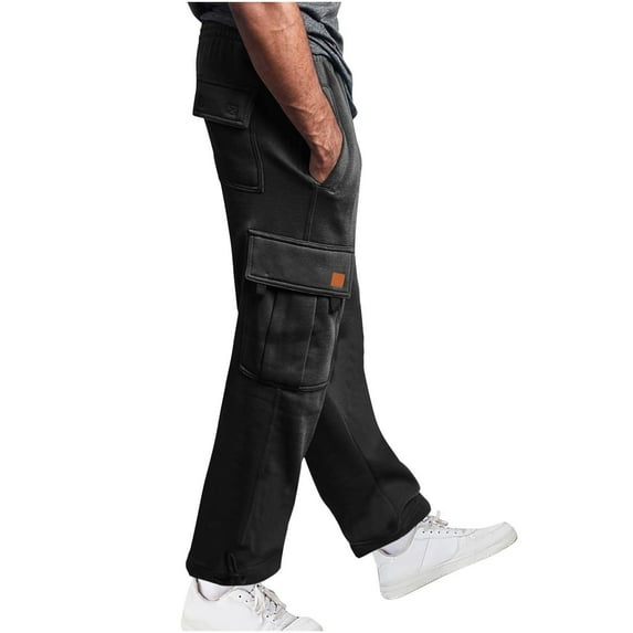 Inleife Comfy Pants for Men Casual Trousers High Waist Drawstring With Multi-Pockets Plus Size Long Pants