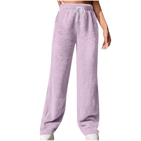 Inleife Drawstring Pants for Women Fashion Women's Casual Waist Loose Long Pants Keep Warm Solid Length Pants