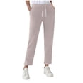 thumbnail image 1 of Inleife Drawstring Pocket Sweatpants for Women Loose Fit Solid Color Casual Straight Leg Wide Leg Long Pants, 1 of 6