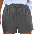 thumbnail image 1 of Inleife Drawstring Shorts for Women on Sale Women's Solid Color Cotton And Linen Loose Casual Wide-leg Short Pants Dark Gray XXL, 1 of 6
