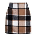 thumbnail image 1 of Inleife Elegant Office Skirts for Women Spring Summer High-Waist Plaid Prints Skirt Coffee XL, 1 of 6