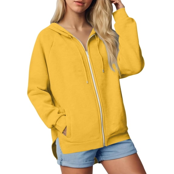 Inleife Fall Clothing Hooded Casual Outwear Jackets Women Fashion Women's Solid Blouses Long Sleeve Casual Zipper Pockets Coat