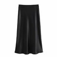 thumbnail image 1 of Inleife Fall Fashion Women Casual Comfortable Solid Color High Waisted Skirt Black M, 1 of 7