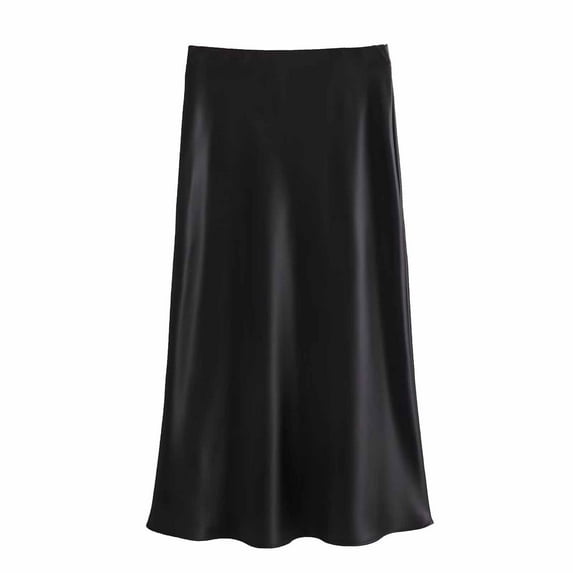 Inleife Fall Fashion Women Casual Comfortable Solid Color High Waisted Skirt Black M