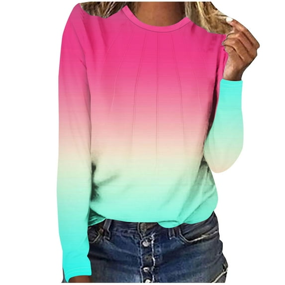 Inleife Fall Tops for Women Women's Round Neck Fashionable Casual Long Sleeved Top