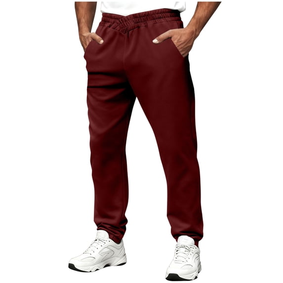 Inleife Fall Winter Sweatpants Men Solid Color Casual Ankle Strap Side Pocket Legelastic Waist Pocket Sweatpants