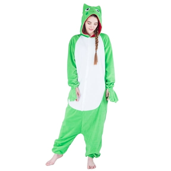 Inleife Fashion Womens Cute Long Sleeve Jumpsuit Pajamas Winter Warm Fleece Couple Home Clothes Adult Hooded Jumpsuit Pajamas Loungewear