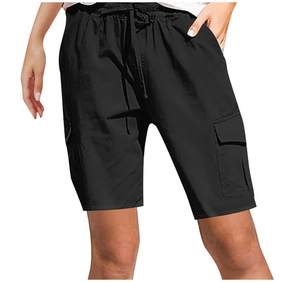 Inleife Fashion Womens Drawstring Shorts Casual Solid Elastic Waist Pocket Loose Shorts Pants