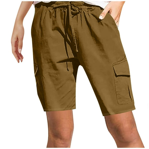 Inleife Fashion Womens Drawstring Shorts Casual Solid Elastic Waist Pocket Loose Shorts Pants
