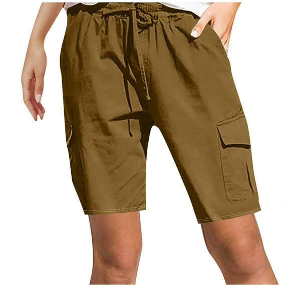 Inleife Fashion Womens Drawstring Shorts Casual Solid Elastic Waist Pocket Loose Shorts Pants