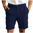 thumbnail image 1 of Inleife Half Shorts Pants for Men on Sale Man Solid-Color Casual Pocket Cotton-Linen Button Zipper Shorts, 1 of 6
