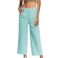 thumbnail image 1 of Inleife Ladies' Solid Color Casual Suit Trousers Loose Cropped Pants, 1 of 6