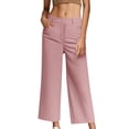 thumbnail image 1 of Inleife Ladies' Solid Color Casual Suit Trousers Loose Cropped Pants, 1 of 6