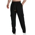 thumbnail image 1 of Inleife Large Size Mens Pants Men's Fashion Drawstring Elastic Waist Solid Color Casual Sweat Length Pants, 1 of 5
