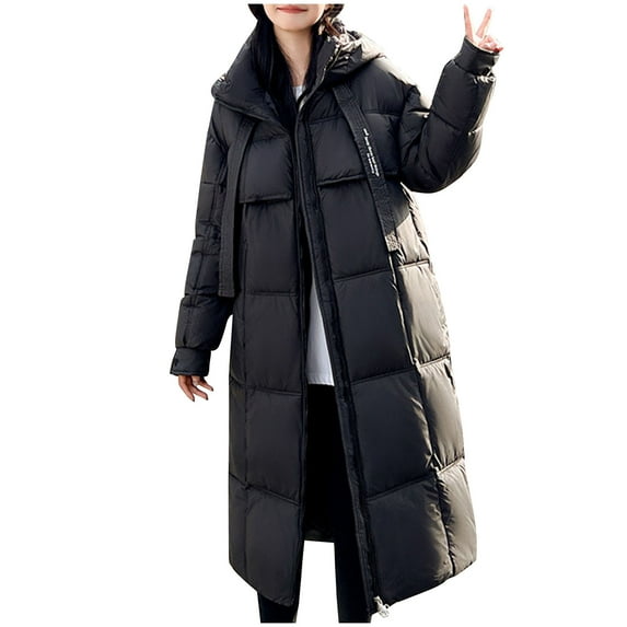 Inleife Long Jackets for Women Clearance Women's Winter Casual Loose Fashion Color Pocket Zippered Tops Reversible Long Cotton Coat