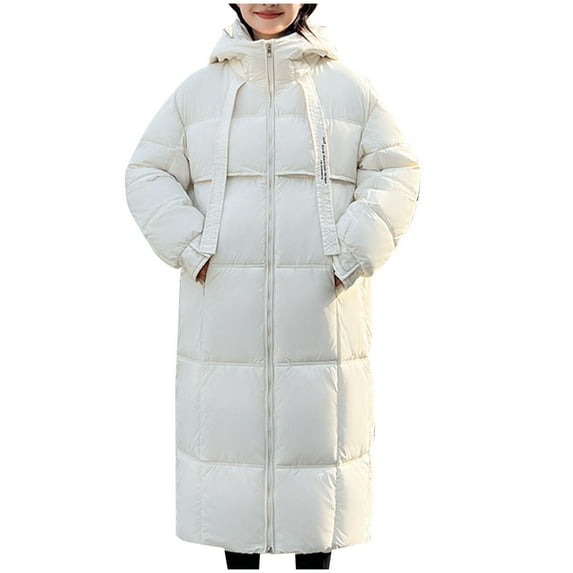 Inleife Long Jackets for Women Clearance Women's Winter Casual Loose Fashion Color Pocket Zippered Tops Reversible Long Cotton Coat