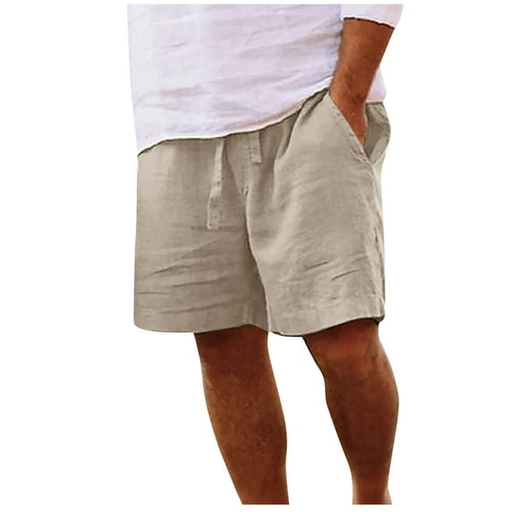 Inleife Men Casual Shorts Solid Pocket Elastic Waist Straight Half Shorts Pants Sport Pants