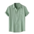 thumbnail image 1 of Inleife Men Casual Solid Turndown Short Sleeve Button Closure Shirt Hawaii Blouse, 1 of 5