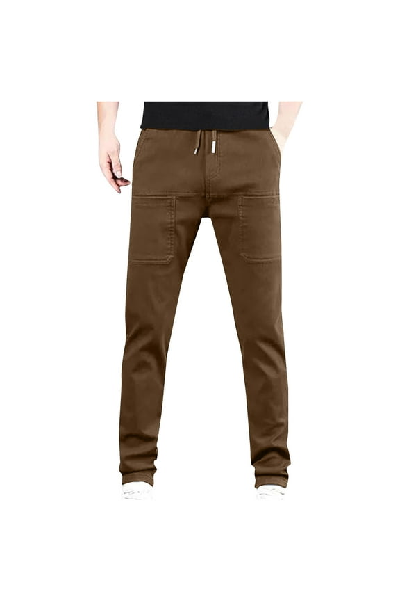 Men Outdoors Water Proofing Fashion Solid Casual Elastic Waist Pocket Cargo Pants