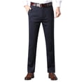 thumbnail image 1 of Inleife Men Solid Business Pants Casual Pockets Outdoor Button Zipper Pants Trousers Slim Fit Navy, 1 of 5