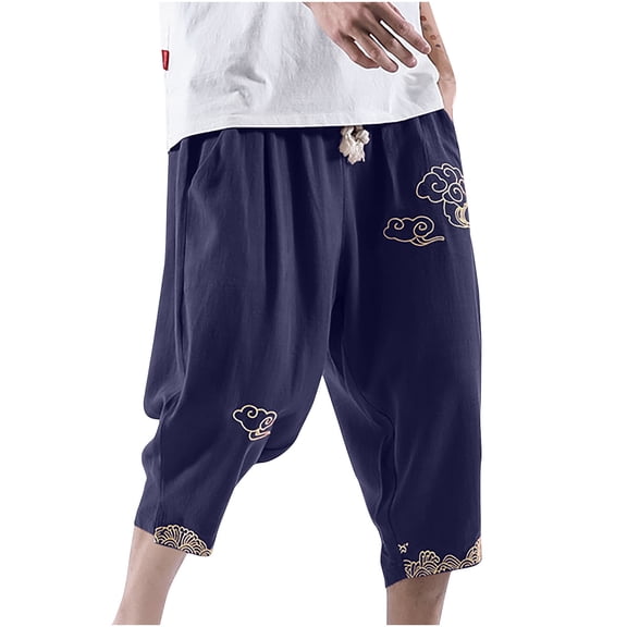 Inleife Men Solid Color Pockets Pull Rope Fashion Casual Comfort Beautiful Pants Blue XXXL