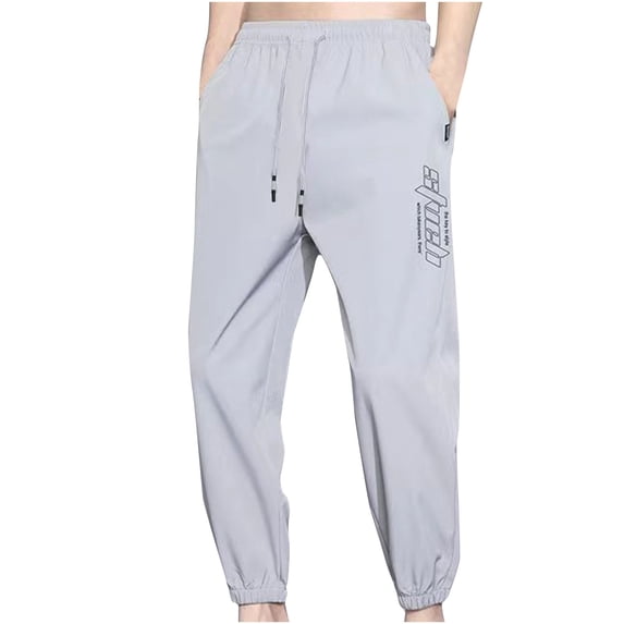 Inleife Men's Casual Trousers Fashion Pocket Ankle Binding Solid Color Elastic Waist Drawstring Cropped Pants